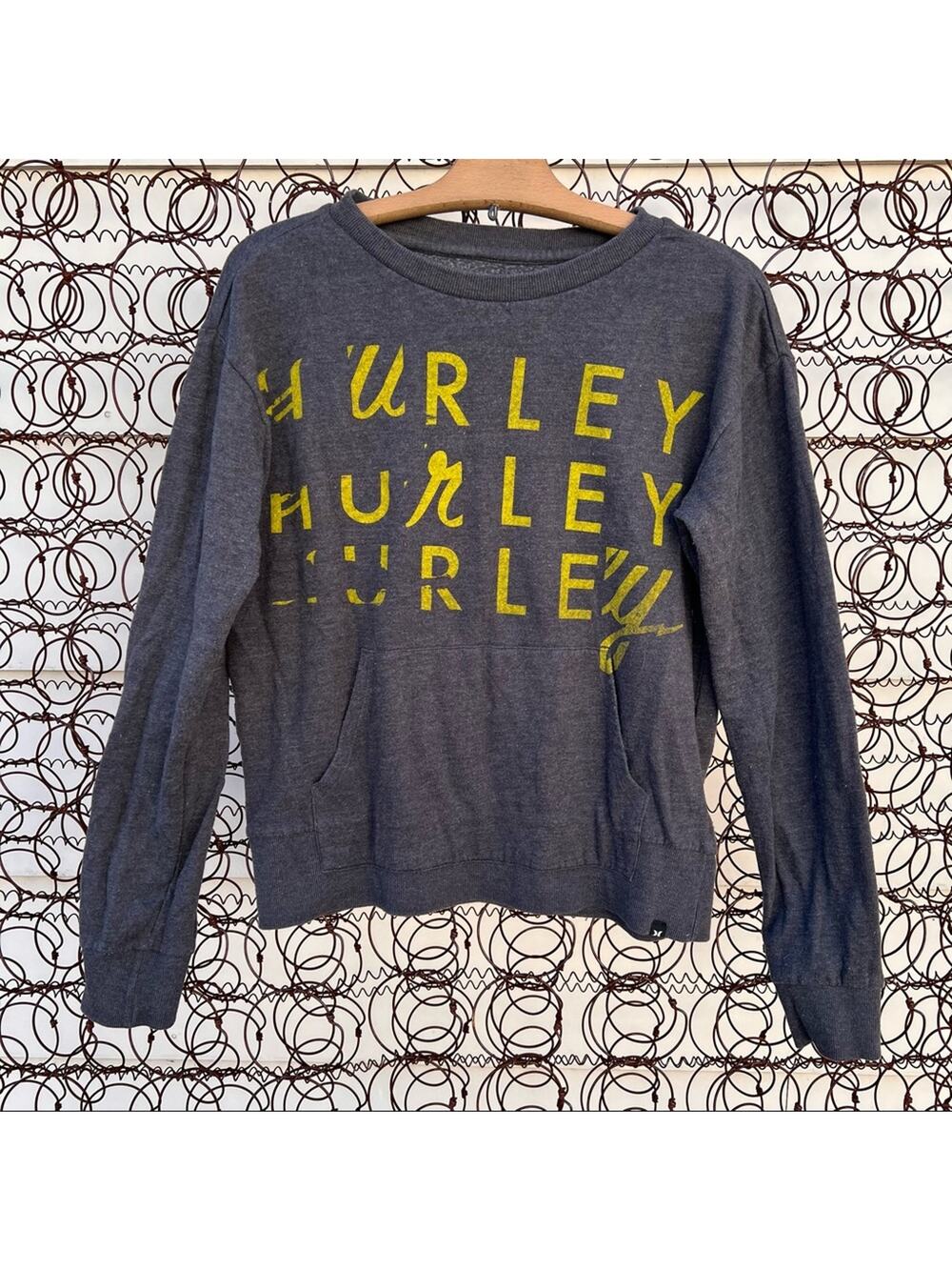 Hurley logo gray sweatshirt with kangaroo pocket